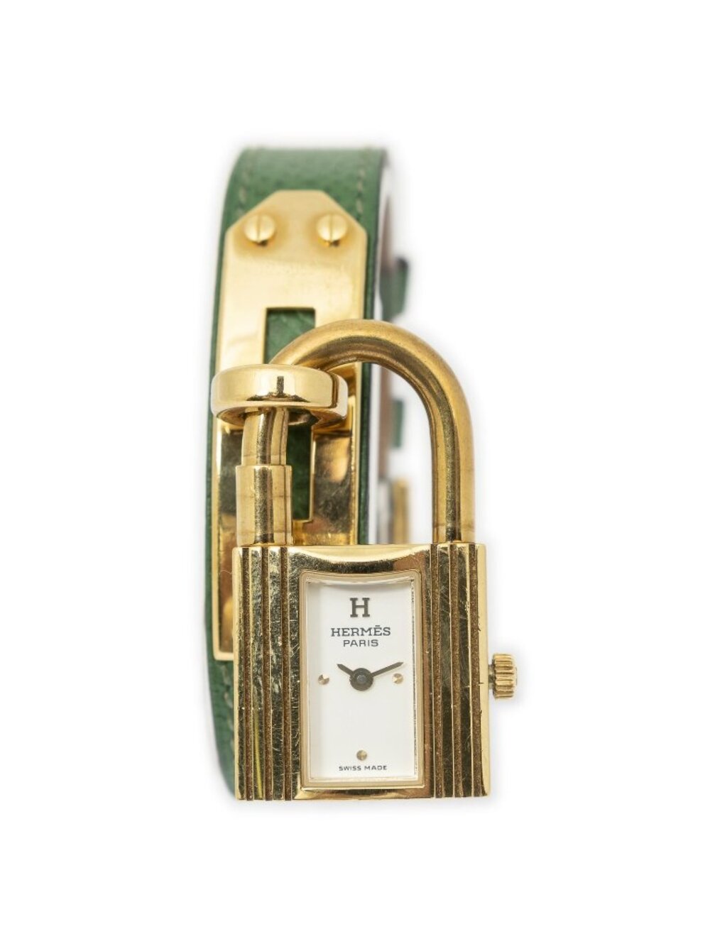 Hermes Kelly Watch Green Courchevel Leather